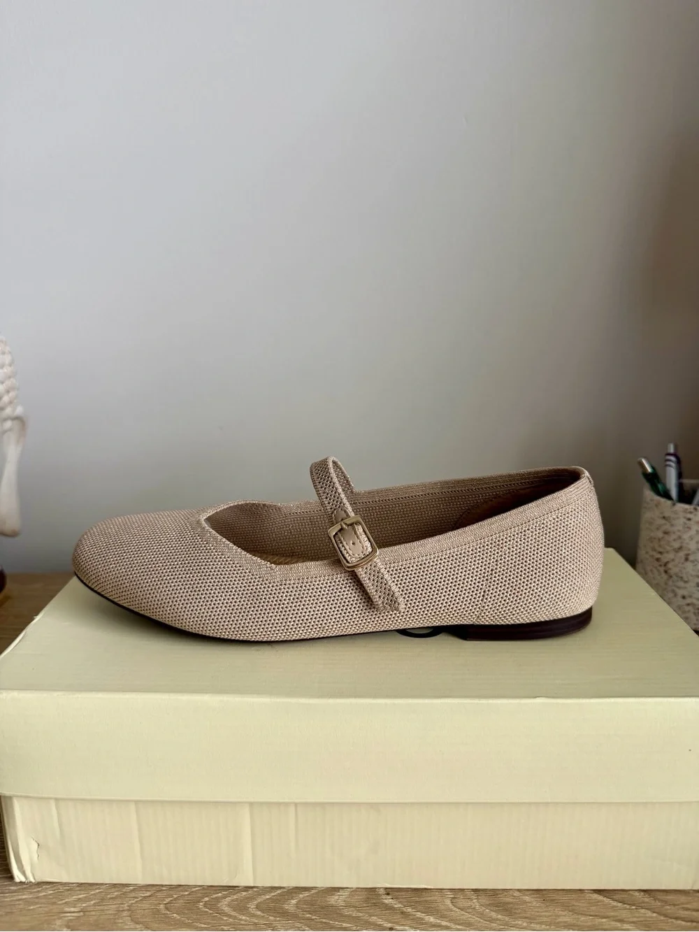 Open Edit Women's Mary Jane Flats in Light Beige